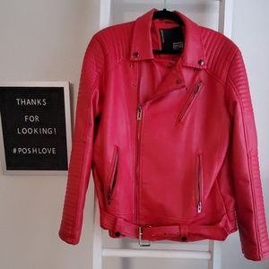 Thriller red pleather moto jacket